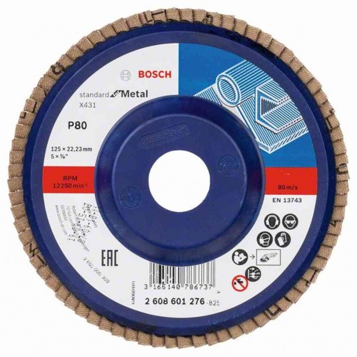 BOSCH Lamelový brusný kotouč X431, Standard for Metal, 125 mm, 22,23 mm, 80 2608601276