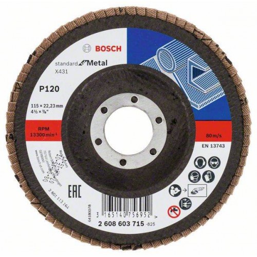 BOSCH Lamelový brusný kotouč X431, Standard for Metal, 115 mm, 22,23 mm, 120 2608603715