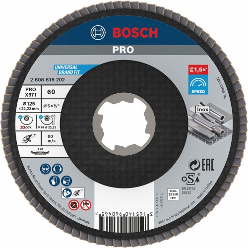 BOSCH Lamelový brusný kotouč PRO X571, lomené provedení, 125 mm, G60, X-Lock 2608619202 BOSCH Lamelový brusný kotouč PRO X571, lomené provedení, 125 mm, G60, X-Lock 2608619202