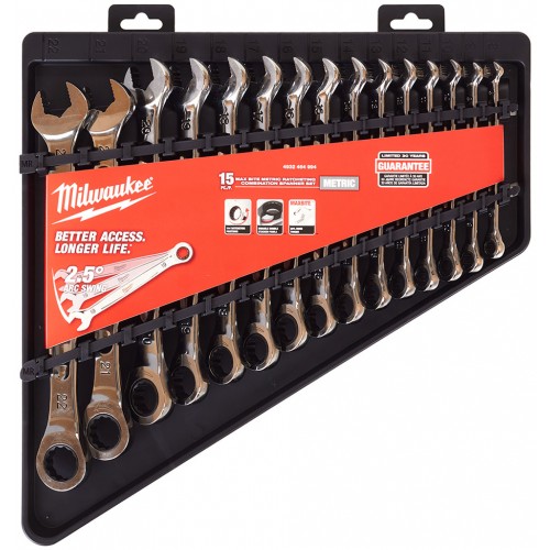 Milwaukee Sada kombinovaných klíčů MAX BITE s metrickými mírami 15 ks 4932464994 Milwaukee Sada kombinovaných klíčů MAX BITE s metrickými mírami 15 ks 4932464994