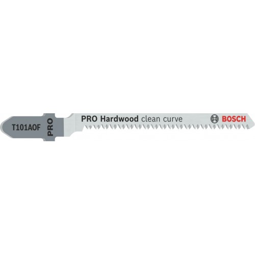 BOSCH Pilový plátek pro přímočaré pily s obrácenými zuby PRO Hardwood clean curve T101AOF, 83 mm, 5 ks 2608634233