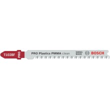 BOSCH Pilový plátek pro přímočaré pily PRO Plastics PMMA clean T102BF 92 mm, 3 ks 2608636780