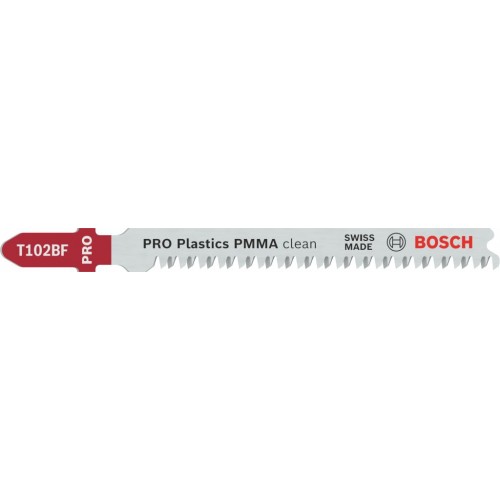 BOSCH Pilový plátek pro přímočaré pily PRO Plastics PMMA clean T102BF 92 mm, 3 ks 2608636780