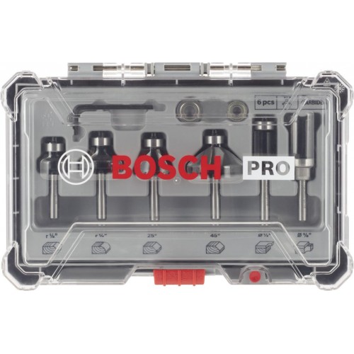 BOSCH Sada fréz s 1/4" vřetenem Trim&Edging, 6 ks 2607017470