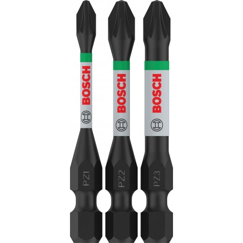 BOSCH Bit PRO Pozidriv Impact, PZ1, PZ2, PZ3, 55 mm, 3 ks 2608521U57