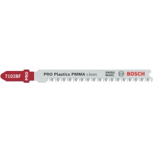 BOSCH Pilový plátek pro přímočaré pily PRO Plastics PMMA clean T102BF 92mm, 2ks 2608655102