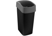 CURVER FLIP BIN 45L Odpadkový koš 65,3 x 29,4 x 37,6 cm černá/stříbrná 02172-Y09