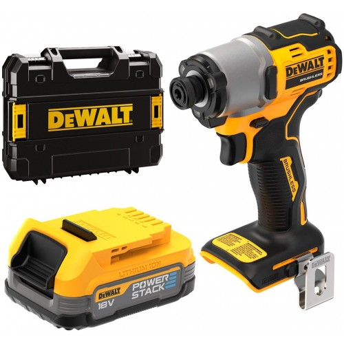 DeWALT DCF840E1T Aku rázový utahovák 1/4" (192Nm/18V/1x1,7Ah PowerStack) kufr Tstak