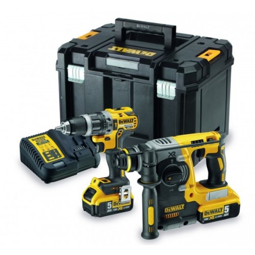 DeWALT Sada Aku nářadí příklepová vrtačka + Kombi kladivo SDS-PLUS 2X5,0Ah LI-ION DCK207P2