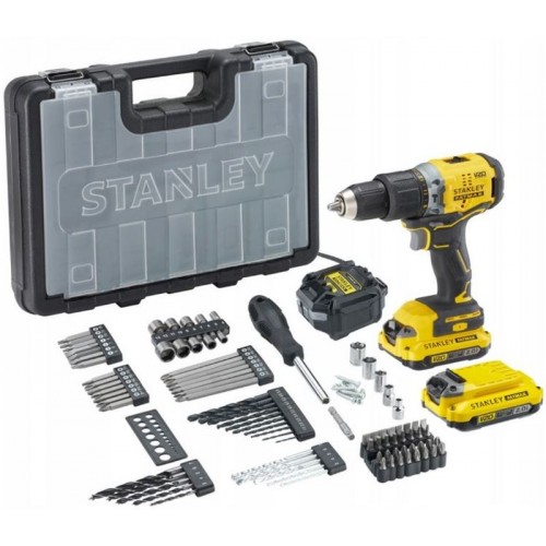 STANLEY SFMCD715D2A FatMax V20 Aku bezuhlíková vrtačka 18V se sadou příslušenství 100ks