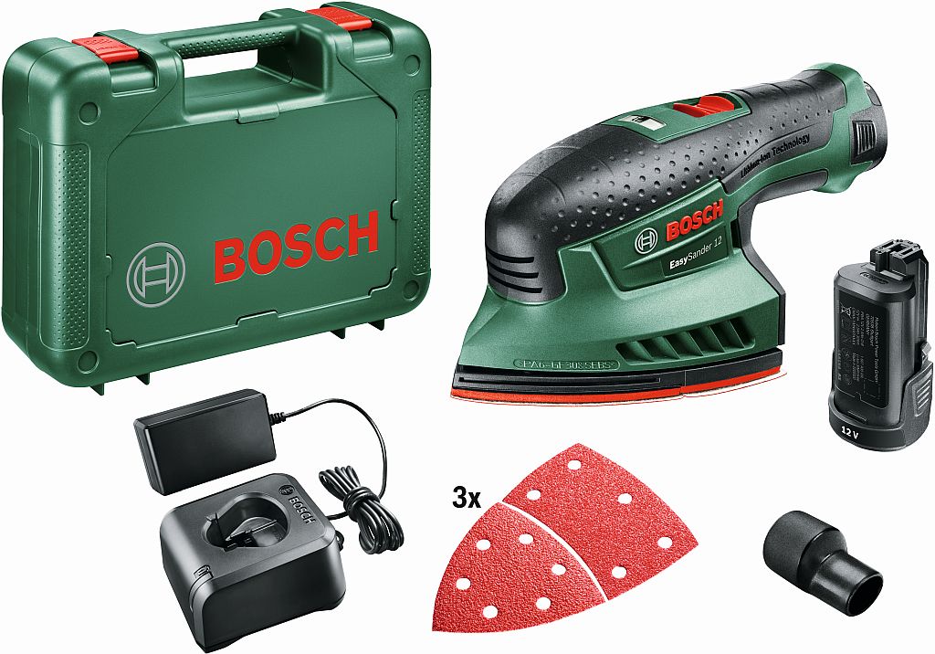 BOSCH EasySander 12 Akumulátorová multibruska, 2x2,0 Ah 060397690A