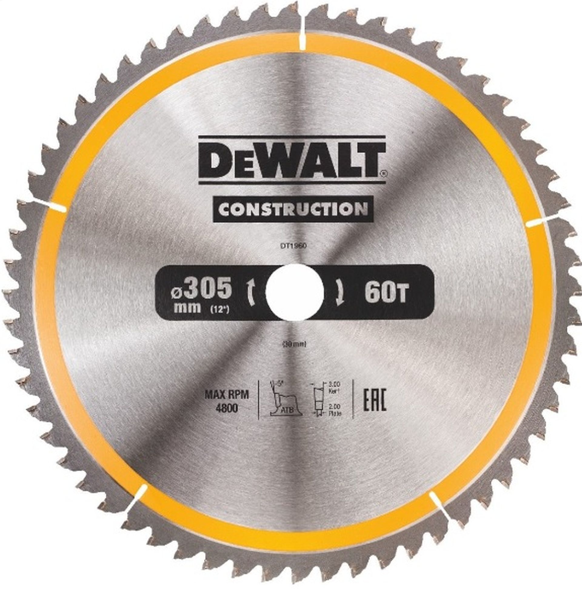 DeWALT DT1960 Pilový kotouč 305 x 30 mm, 60 zubů, TCG -5 °