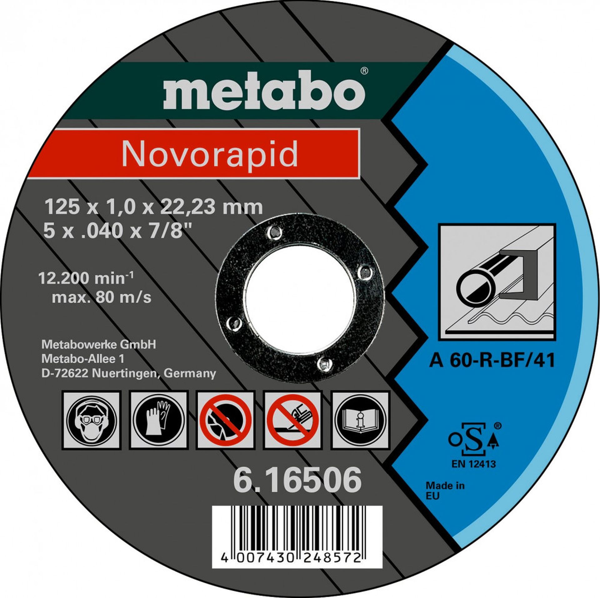 Metabo Novorapid Řezný kotouč 125 x 1,0 x 22,23 mm, ocel, TF 41 616506000