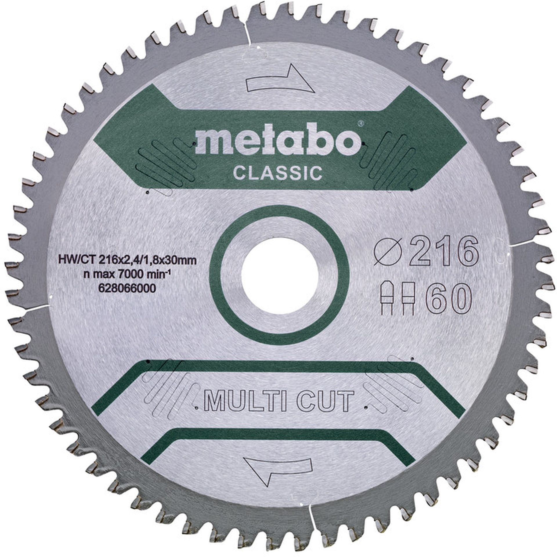 Metabo "Multi Cut Classic" HW/CT Pilový kotouč 216x30, 60 PZ/LZ 5° záp. 628066000