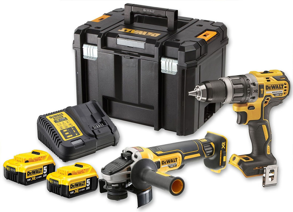 DeWALT DCK2080P2T kombo sada DCD796 + DCG405 + 2x 5ah + DCB115 + TSTAK