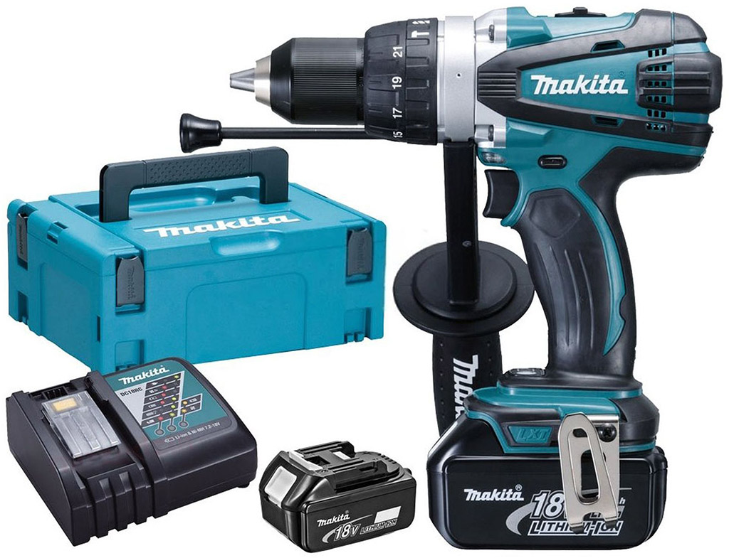 MAKITA DHP458RTJ Aku příklepový šroubovák Li-ion, LXT, 18V, 2 x 5,0 Ah, Makpac