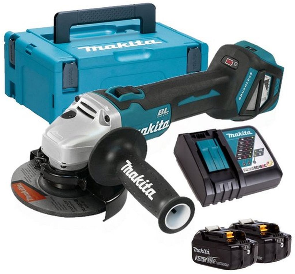 MAKITA DGA511RFJ Aku úhlová bruska s regulací 125mm Li-ion LXT 18V/3,0Ah, Makpac