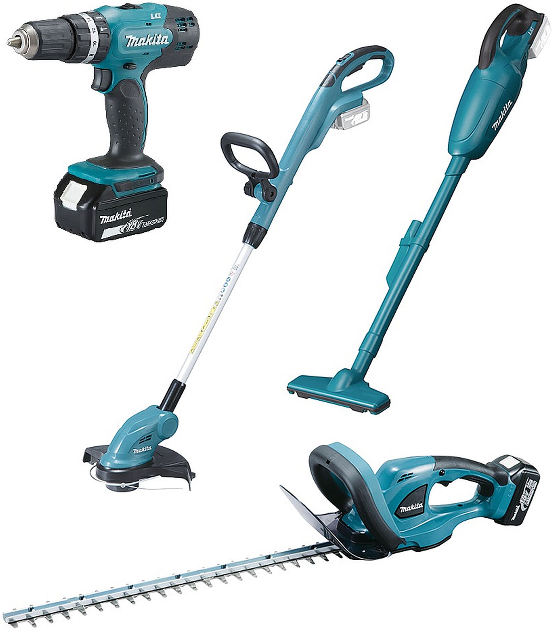 MAKITA DLX4093 Aku sada DHP453Z+DUR181Z+DCL180Z+DUH523Z Li-ion LXT 18V (2xBL1830B+DC18RC)